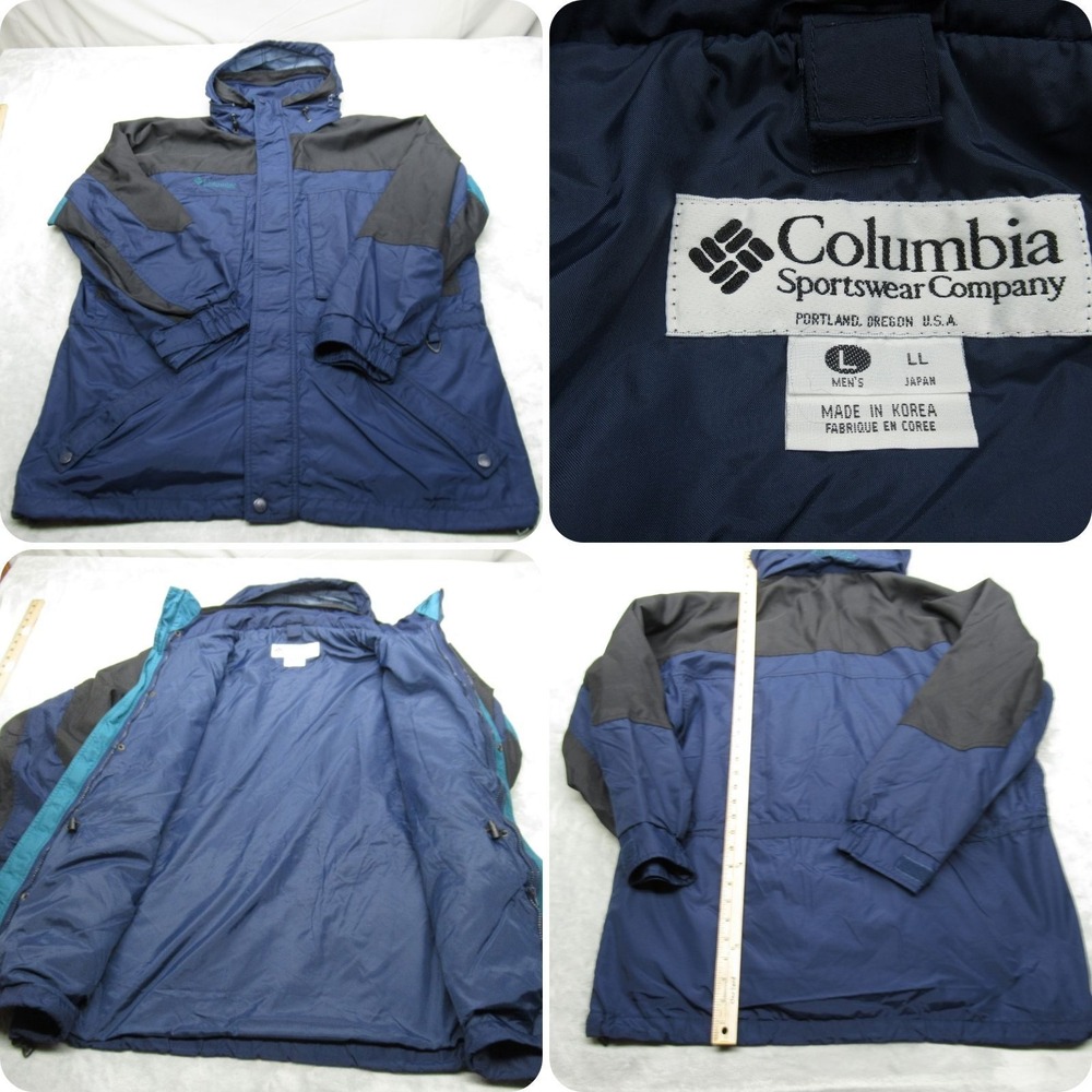 Columbia Jacket Men Large Blue West‎ Ridge Hooded Full Zip Waterproof 3in1 Shell